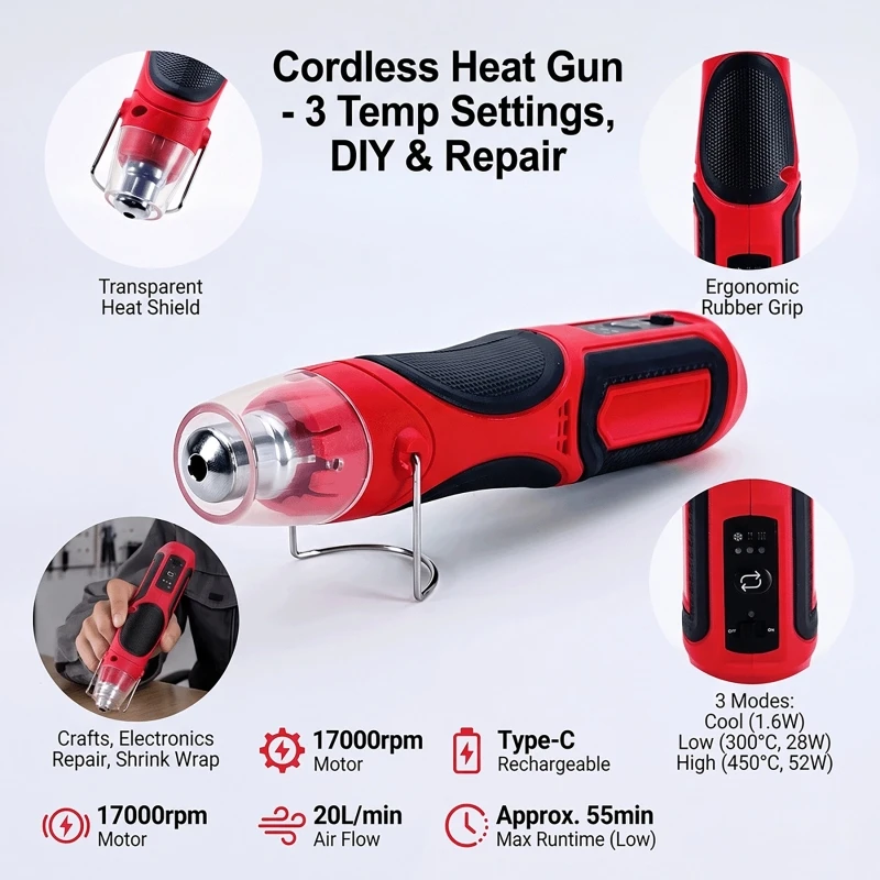 Portable Cordless Mini Heat Gu - Heat Gun Small recension och pris