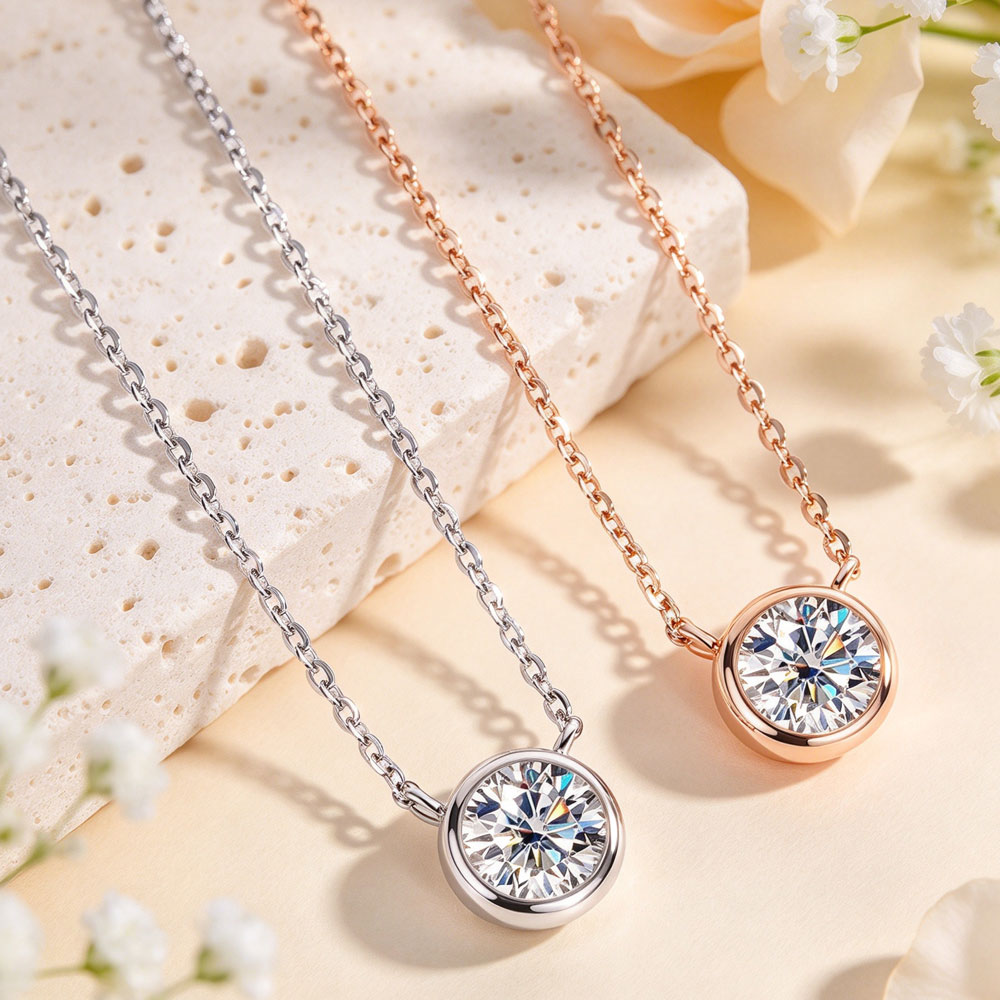 LinkerLove 1ct Moissanite Neck - Bezels Set Pendant recension och pris